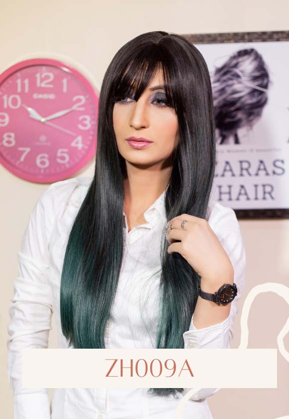 GREEN OMBER STRAIGHT BANG WIG