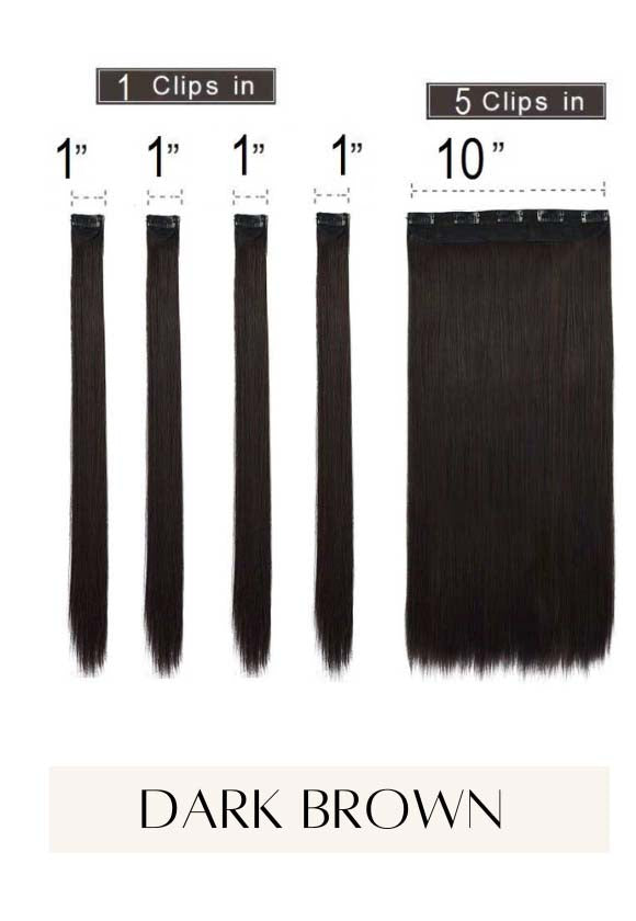 9 CLIPS HAIR EXTENSION - DARK BROWN
